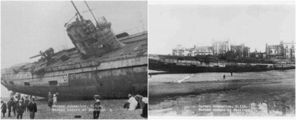 Historical Enigma Unearthed: U118 Submarine Resurfaces at Hastings, England, after Dramatic Wash Ashore in 1919
